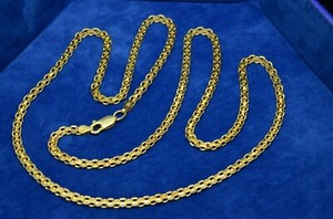 Authentic 29" Gold plated fancy, flat, hybrid chain necklace 3.6mm