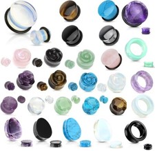 1 x New STONE Ear Plug Single Double Flare Flesh Tunnel Tear Drop Stretcher UK