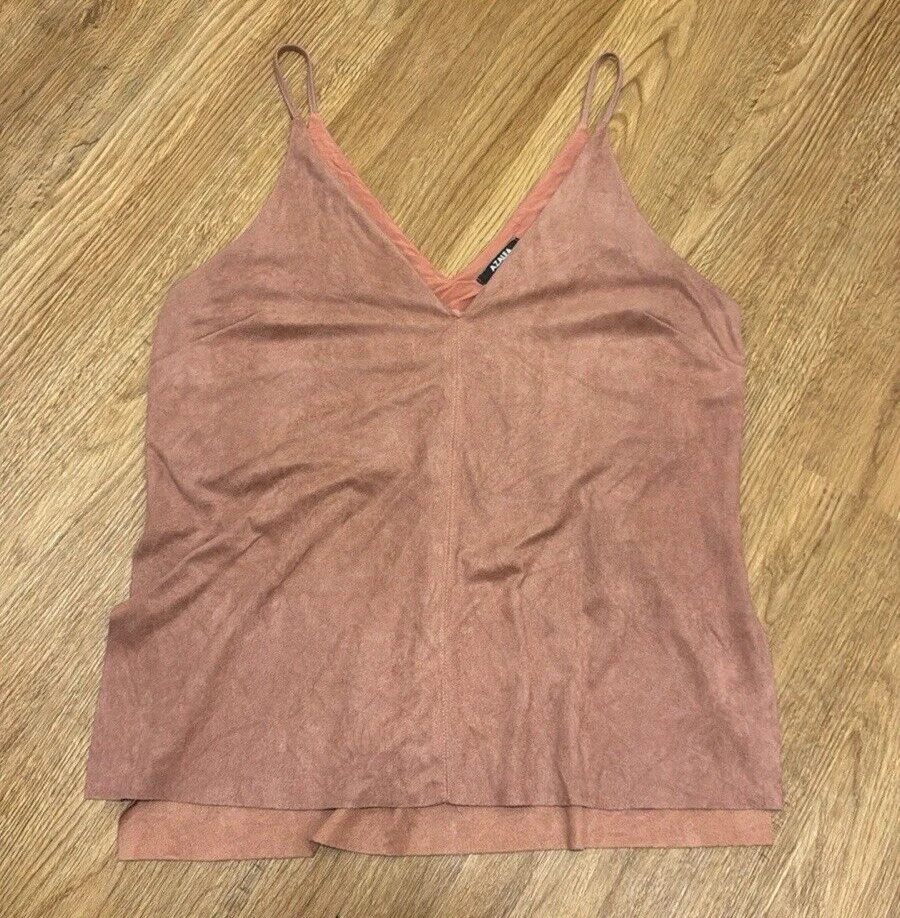 Camiseta regata Azalea média rosa camurça gola V sem alças - Imagem 3 de 4