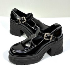 Free People Mayla Platform Mary Jane Chunky Shoes Black 9.5 NEW Buckle