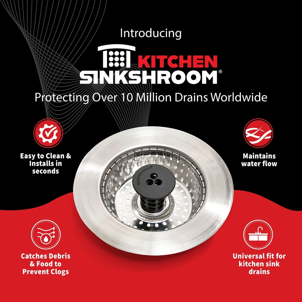 Kitchen SinkShroom® Colador Revolucionario con Tecnología Anti-Obstrucción de TubShroom Foto 3 de 4