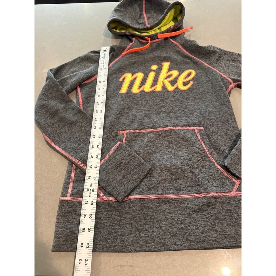 Nike Therma-FIT Sudadera con Capucha para Mujer XS Gris Amarillo Rosa Pullover Sudadera Atlética Foto 2 de 4