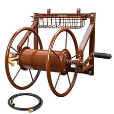 WERMAH Wall Mount Garden Hose Reel, Heavy Duty Metal Holds 155ft 5/8" Hose