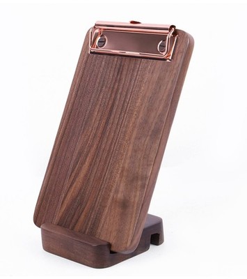 Mini Clipboard Set Base Hardwood Walnut Portable Compact Memo Board Note Taking