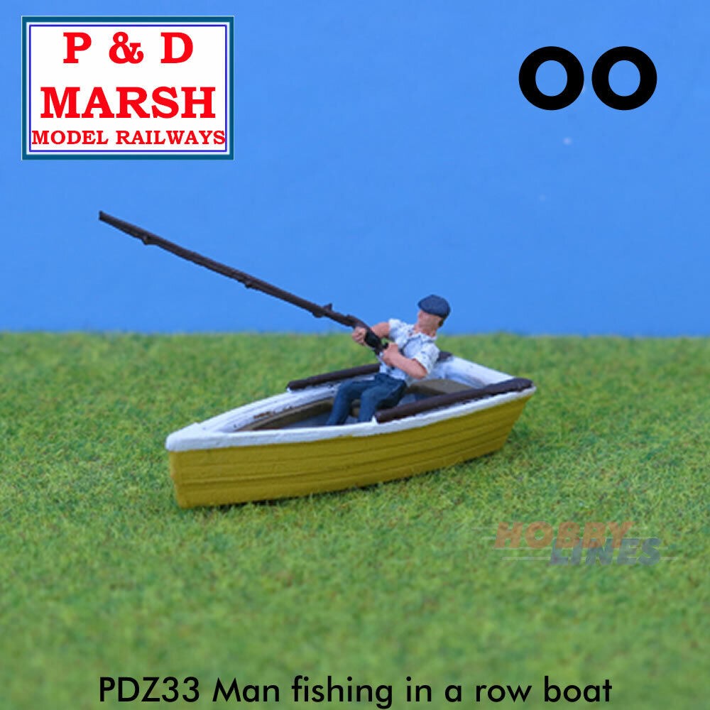 MAN FISHING IN ROW BOAT Painted ready to place PD Marsh 1:76 OO gauge ...