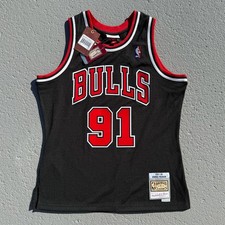 Mens Mitchell Ness Swingman Jersey Chicago Bulls 97 Dennis Rodman Black Medium