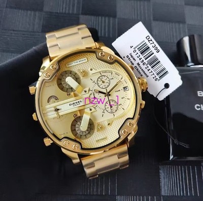 NEW  DIESEL MR DADDY 2.0 DZ7399 XL STAINLESS STEEL YELLOW GOLD MENS WATCH