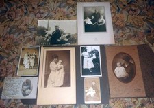 Group Lot Antique Photos - 8 Mothers  Children Cabinet, CDV  Snapshots