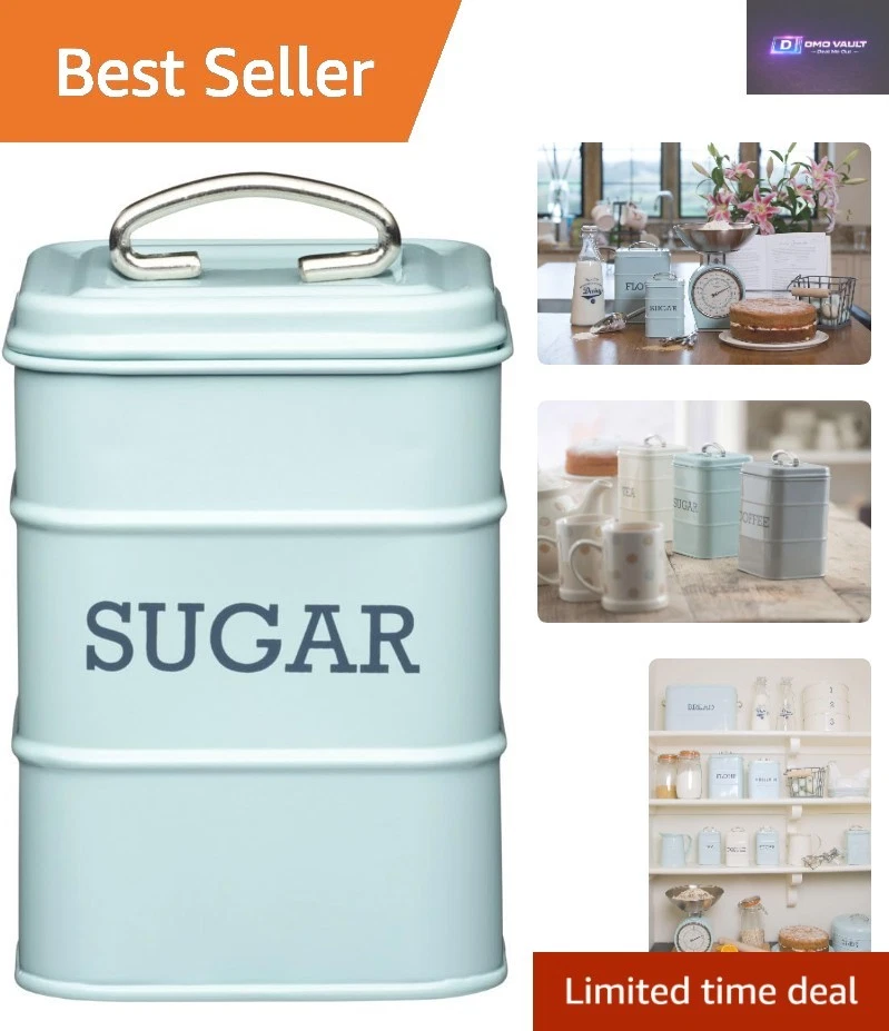 Elegant Airtight Sugar Canister in Vintage Blue - 11x17cm Kitchen Must-Have