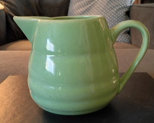 Vintage Bauer Pottery Gloss Pastel  Green Pitcher. 1940's