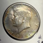 1964 D Kennedy Half Dollar 90% Silver Rainbow Toned