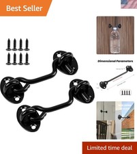2 Modern Black 6'' Door Latches - Durable Hook and Eye Lock for Safety  Privacy