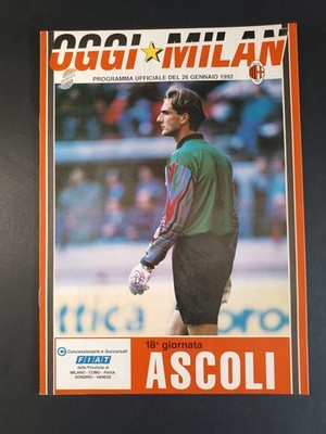 official program TODAY MILAN 26 January 1992 Ascoli 18� Seba Rossi