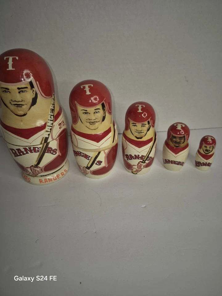 Muñeca de anidación rara de colección matrioska rusa Texas Rangers MLB béisbol Foto 2 de 4