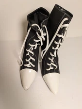 Funtasma Women's Ankle Boots, Fabric and Sharol, size XL(10) Black and White