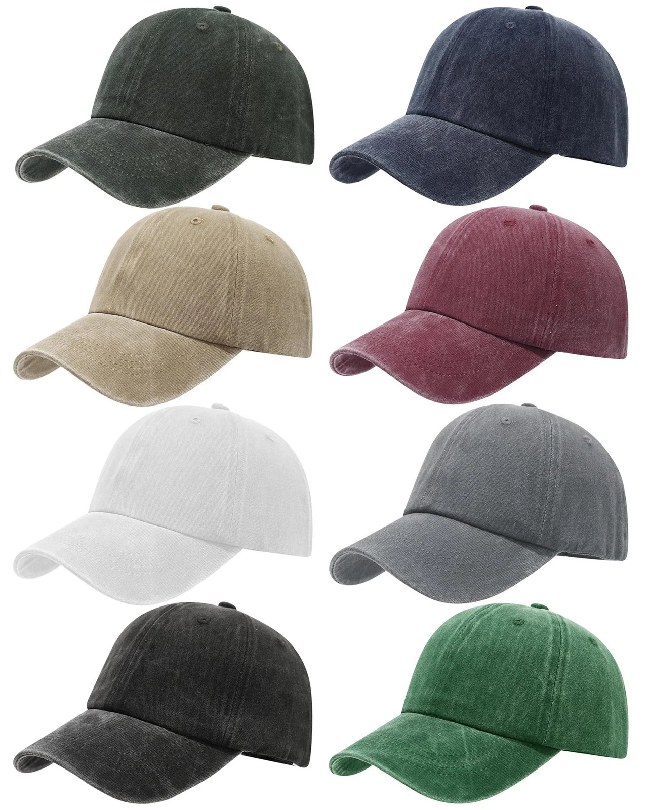 8 Pack Vintage Washed Baseball Cap Golf Dad Hat Distressed Cotton Plain Truck...