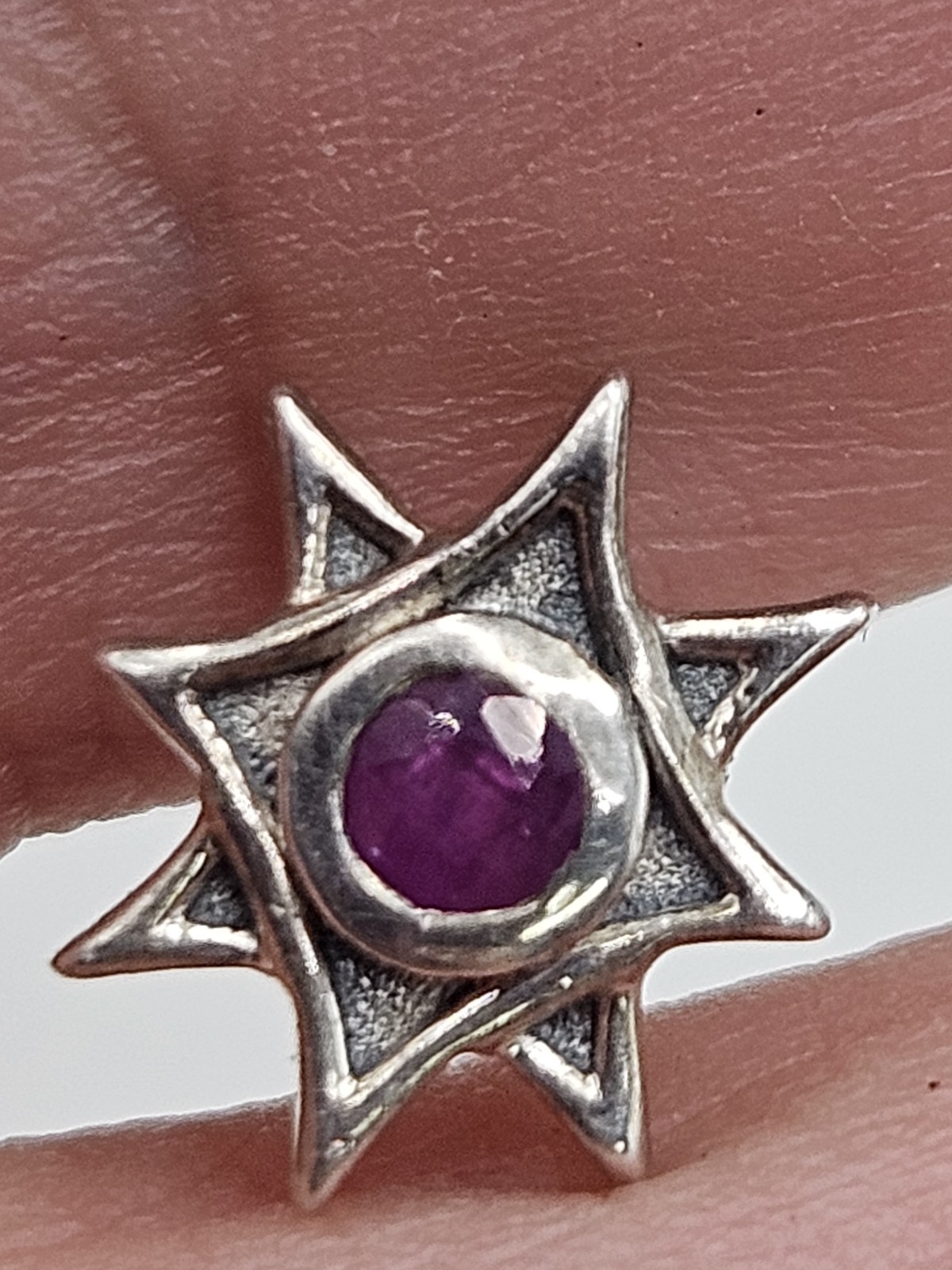 Sterling Silver Ruby Star Small Slide Pendant - image 8