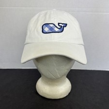 Vineyard Vines Hat Cap Strap Back Mens One Size White Whale Gingham Logo Patch