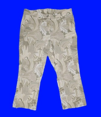 CAMBIO Capri Stella easy kick 38 Stretch Blumenmuster Kurze Hose Beige *TOP*
