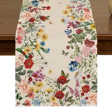 Spring Summer Plants Floral Butterfly Table Runner 13x72 Inch multicolour B