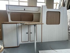 Assembled SWB Campervan Furniture - Hacienda White, Oak. VW Transporter T5/T6