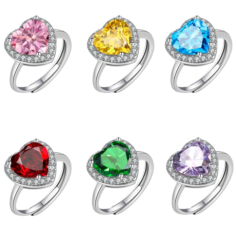 Verlobungsring Damen Ring 925 Silber plattiert Zirkonia Herz Form Edelstein - Bild 1 von 4