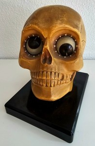 Very Rare Original Oswald Rotating Eye Skull Clock Germany ca. 1930 & Working!