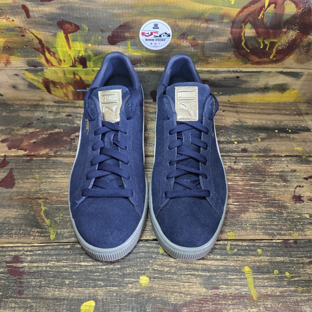 Size 11 Men PUMA Suede Classic Pastime - Peacoat Blue/Gray 387060-03 used View 2