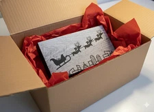 Dachshund Christmas Wood Box Sign Reindeer Dachshund Cityscape NEW 