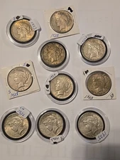 LOT OF (10) US PEACE SILVER DOLLARS CIRCULATED 90% Silver SHIPS FREE