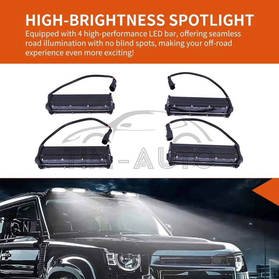 Roof Top Light Bar LED Fits 2020-2024 Land Rover Defender 90 110 130 Gloss Black Foto 3 de 4