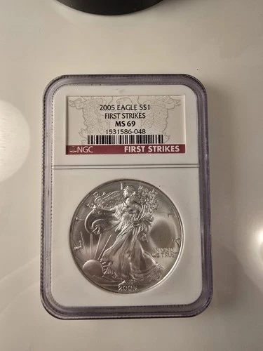 2005 Silver 1 oz .999 NGC MS 69 First Strikes american eagle