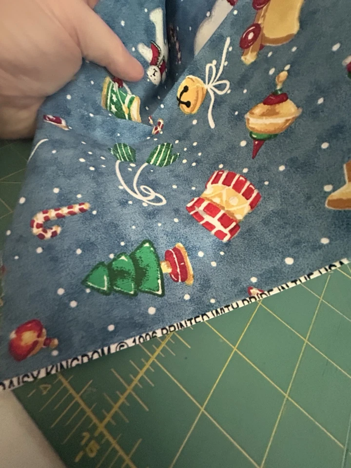 Vtg 90's Daisy Kingdom Blue Christmas Fabric Trees Snowmen Holiday Cotton - Image 2 of 4