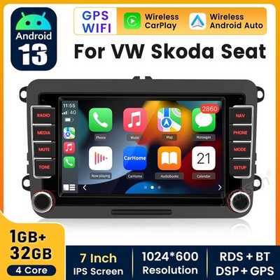 For VW GOLF MK5 MK6 7  Apple Carplay Car Stereo Radio Android 13 GPS WiFi Navi 