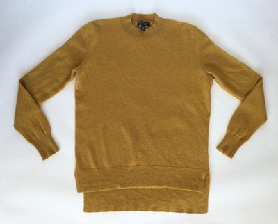 Saks Fifth Avenue 100% Cashmere Mock Neck Long Sleeve Sweater Gold Size Small