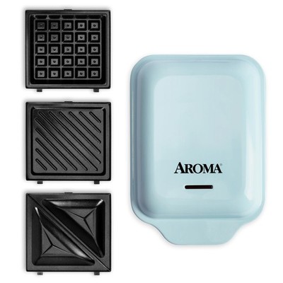 AROMA  3-in-1 Panini Press, Sandwich Grill, and Waffle Maker with Removable C...
