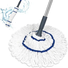 Self-Wringing Twist Mop Cotton Rotating Dry & Wet Mops with Long Handled for Flo