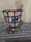 PartyLite Hydrangea Tiffany Style Stained Glass Votive Tea Light Candle Holder