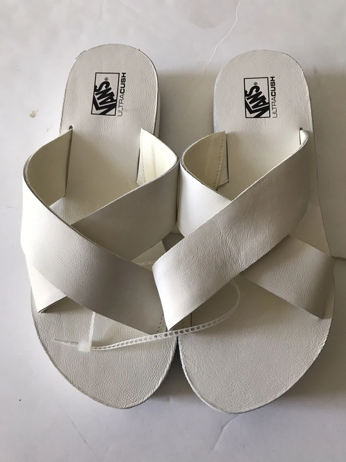 VANS MARSHMALLOW CINTURINO A CROCE BIANCO MEGA PLATEAU PELLE TAGLIA SUPERIORE 9 NUOVO SENZA ETICHETTE