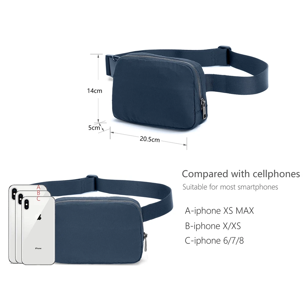 Fanny Belt Bag Waist Pack Crossbody Bags Bum Bag for Running Hiking Travel Wo...