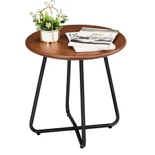 Hot Sale Outdoor Side Table with Imitation Wood Tabletop, Patio Side Table
