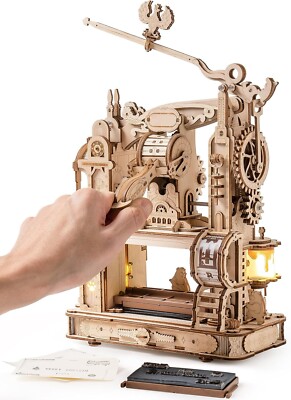 ROKR 3D Wooden Puzzle Model Printing Press Mechanical Gears Model Kit Teen Gift
