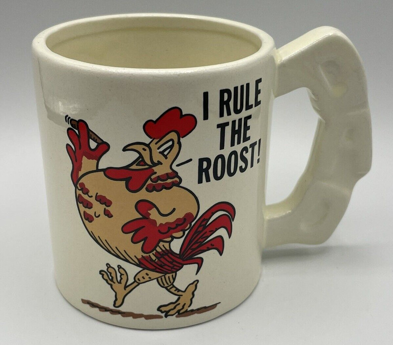 Vintage DAD with a Cigar Coffee Mug Rooster I Rule The Roost