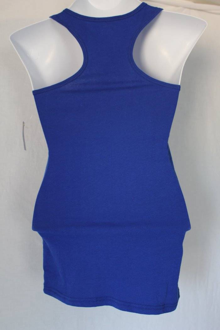 NEW Womens Tank Top Size Large Ladies Shirt Fitted Stretch Blue T-Back image 2