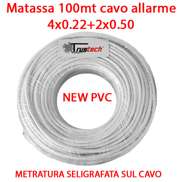 GLB Cavo 8 Fili Antifurto Allarme Cca Schermato 6x0,22 2X0,50 Matassa 100mt