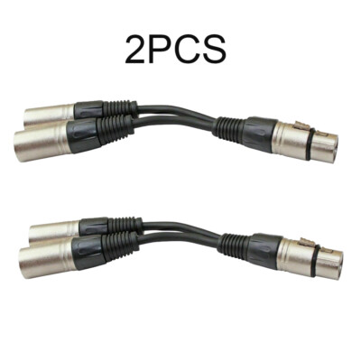 3Pin XLR Female Jack To Dual 2 Male Plug Y Splitter Cable Adapter Microphone 2pc