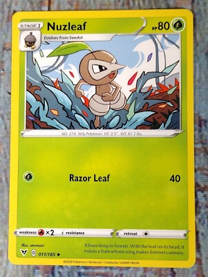 NUZLEAF Stage 1 Pokemon Card Vivid Voltage 011/185 Uncommon 2020