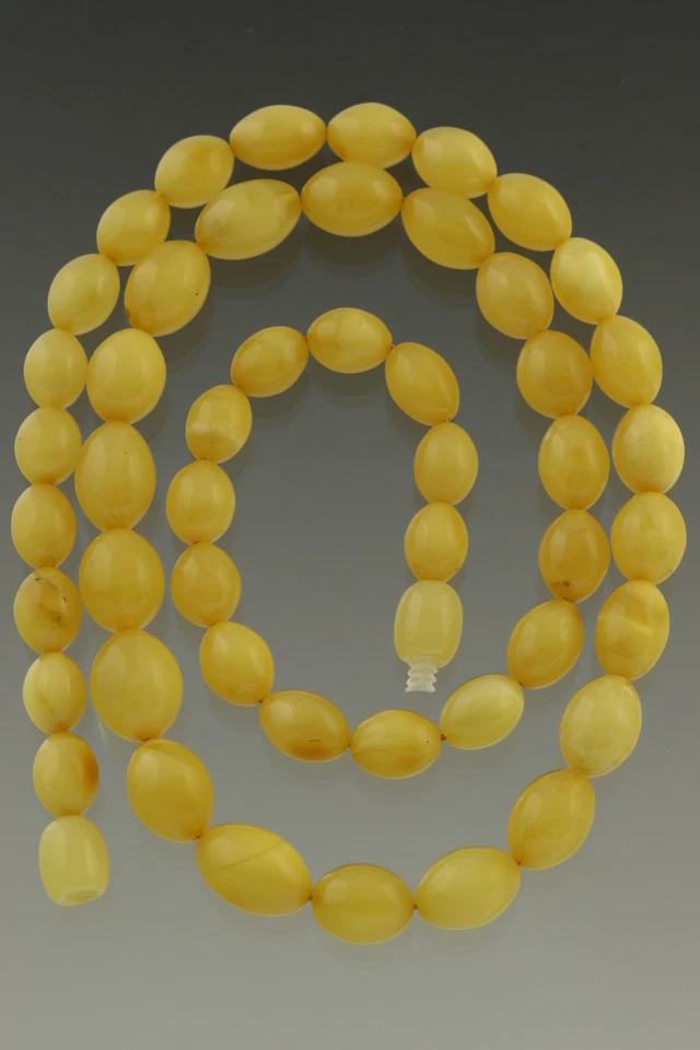 Colar de contas de oliveira perfeitas gema de ovo 12x9mm âmbar báltico genuíno 15,7g 180814-3 - Imagem 4 de 4