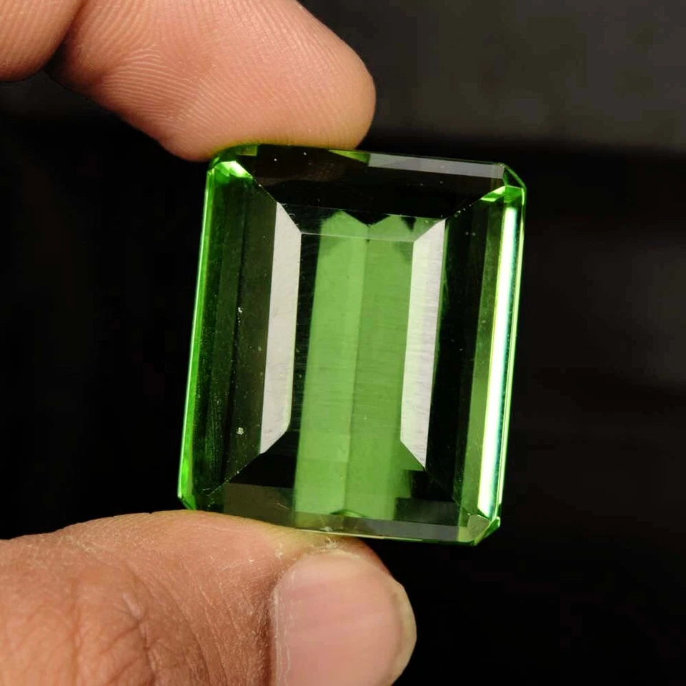 Amatista verde facetada 110,00 quilates corte esmeralda brasileño piedra preciosa suelta SR-13 Foto 2 de 4