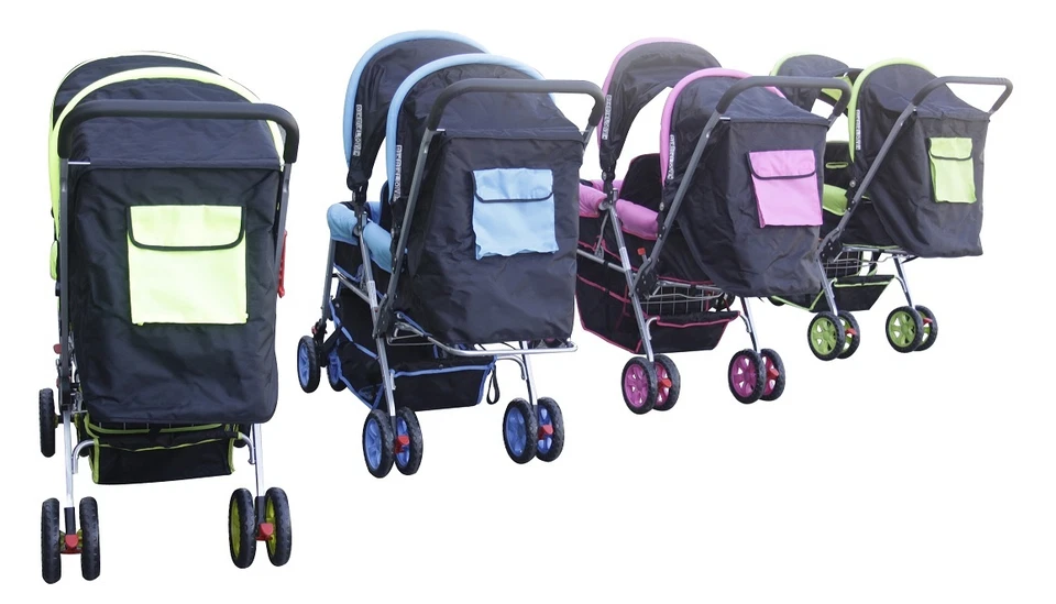 DOUBLE Stroller NEON  Baby Strollers BEBELOVE 2 Seats Multiple Multi Twin Child - Image 3 of 4